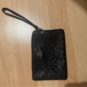 Coach Embossed Black Wristlet